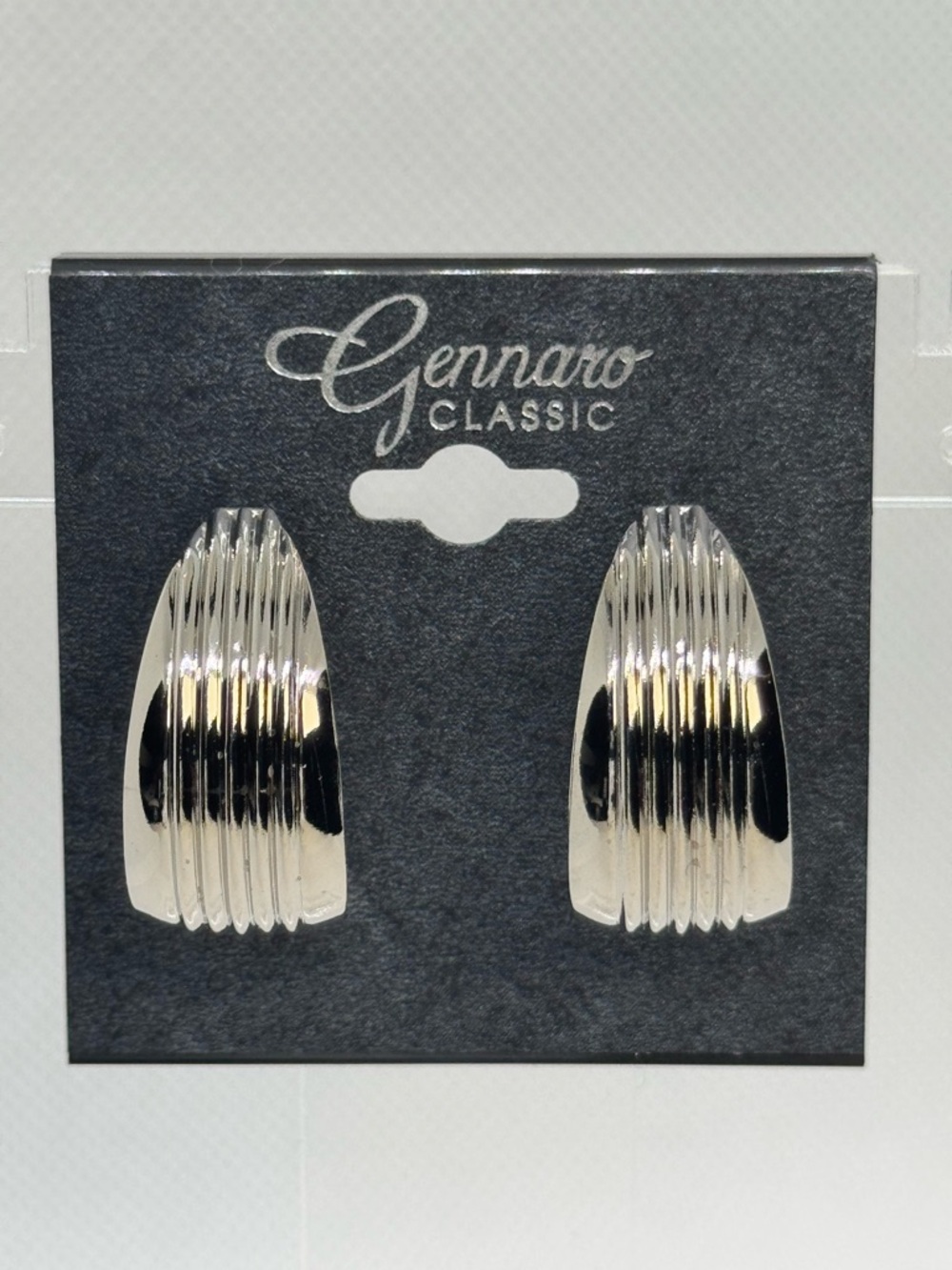 Gennaro Classic Silver Ribbed Clip-On Earrings